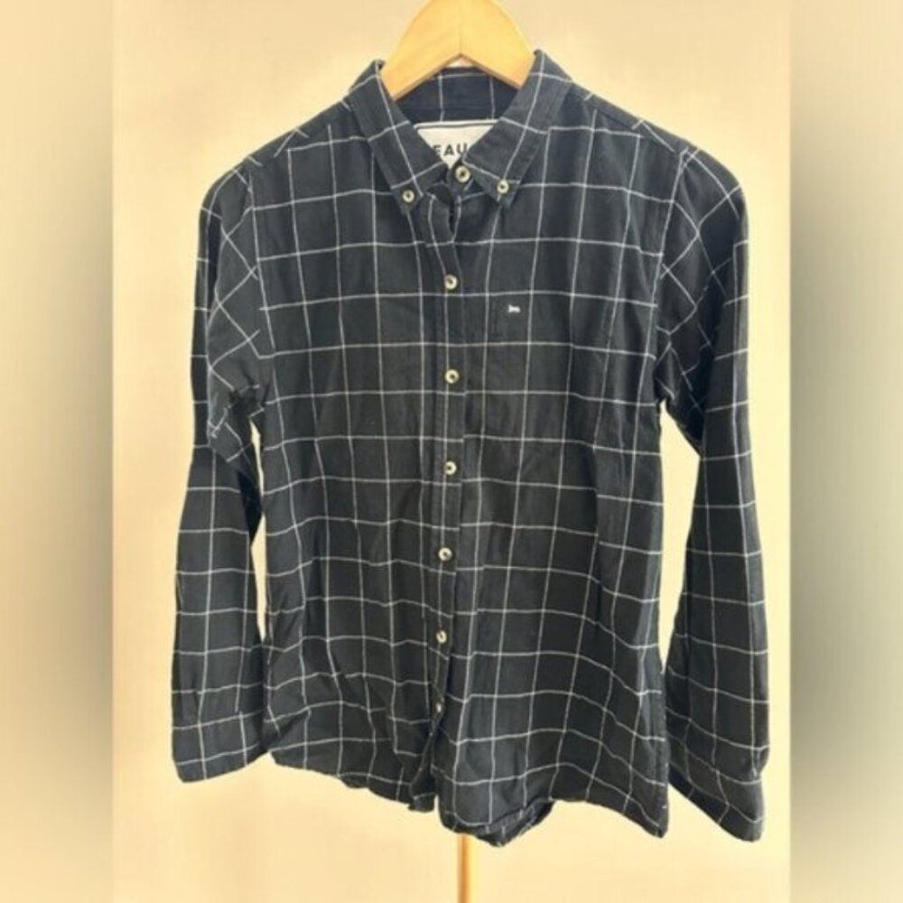 Peau De Loup Black White Plaid Button Up Shirt Size 4 Gender Inclusive